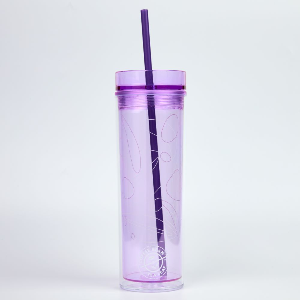 CBTL Stylish Tall Patterned Cold Cup Purple