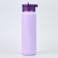 CBTL Vacuum Insulated Flip Water Bottle Purple Closed
