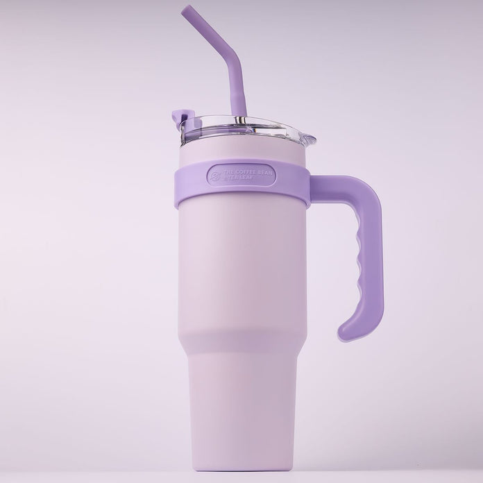 40oz Purple Bottle with Straw and Handle