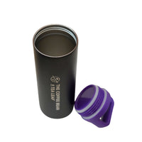 CBTL Black Tumbler with Purple Lid Detached