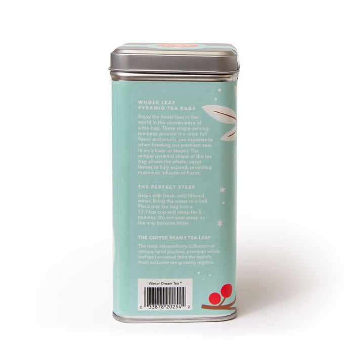 Limited edition Winter Dream Tea 20 count tea bag tin by The Coffee Bean & Tea Leaf - Back