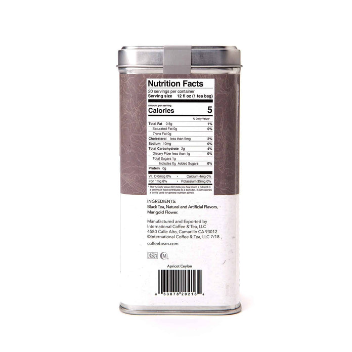 Apricot Ceylon Black Tea Bags from The Coffee Bean & Tea Leaf 20ct - Side 2