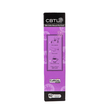 CBTL Carnevale Espresso Capsules Single Serve Pods from The Coffee Bean & Tea Leaf 10ct box Side 1