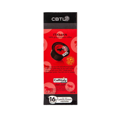 CBTL Italian Espresso Capsules Single Serve Pod from The Coffee Bean & tea Leaf 16ct box - Side 1