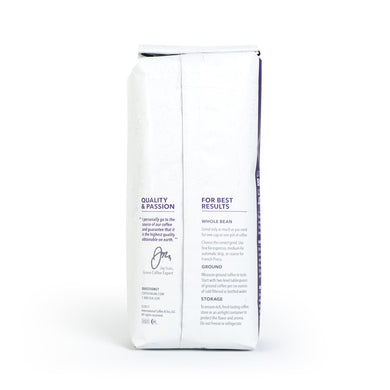 Decaf French Roast Whole Bean Coffee from The Coffee Bean & Tea Leaf 1lb white bag back